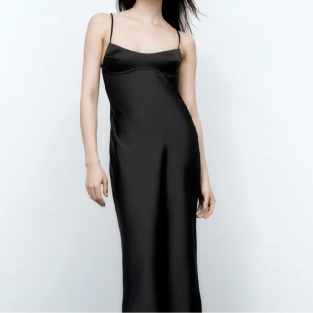 zara satin effect cut out dress